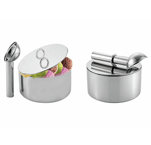 Stainless steel insulated ice cream bucket double wall with scoop - Contenant isotherme acier pour glaces